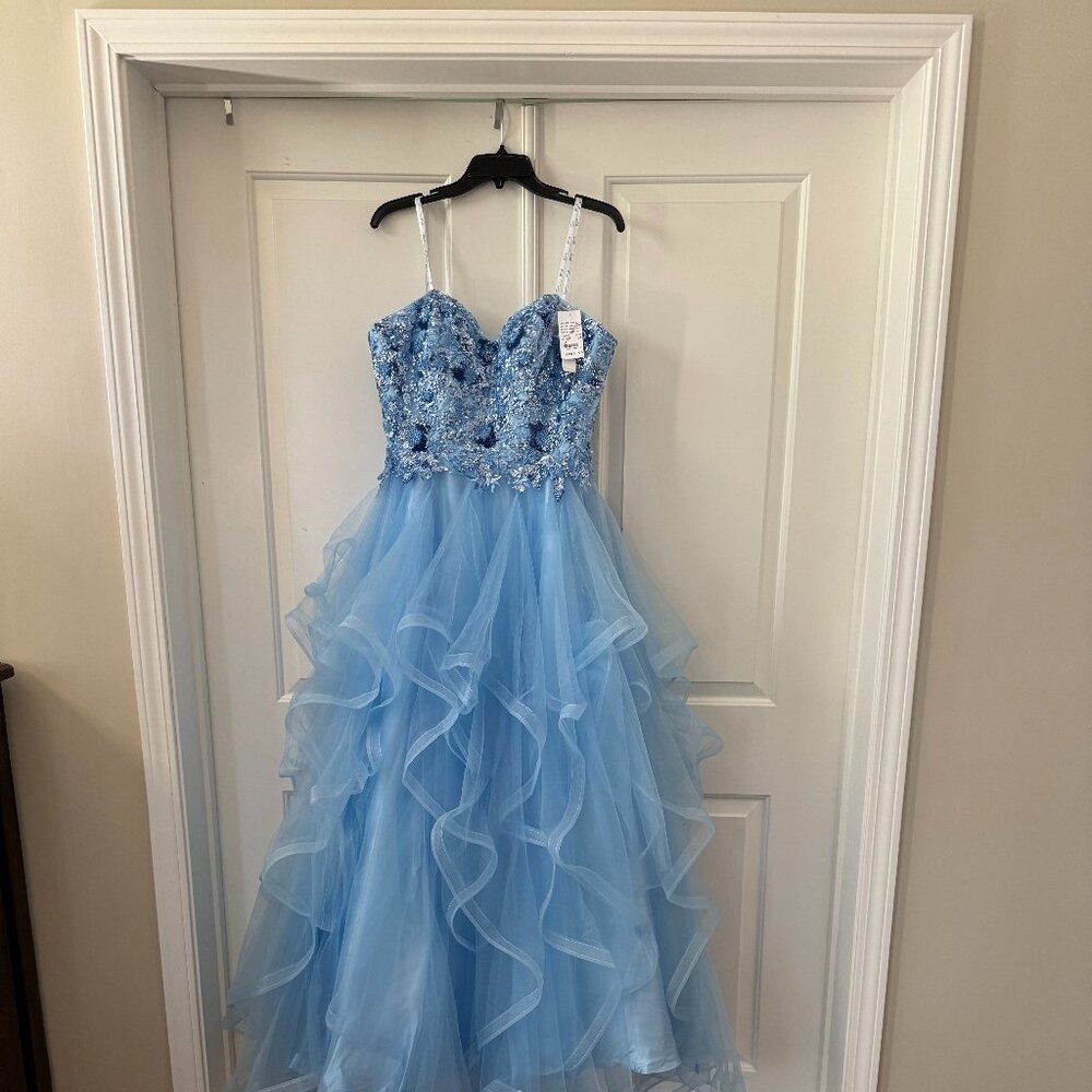 Camille la Vie Light Blue Sequin Prom Dress size 14